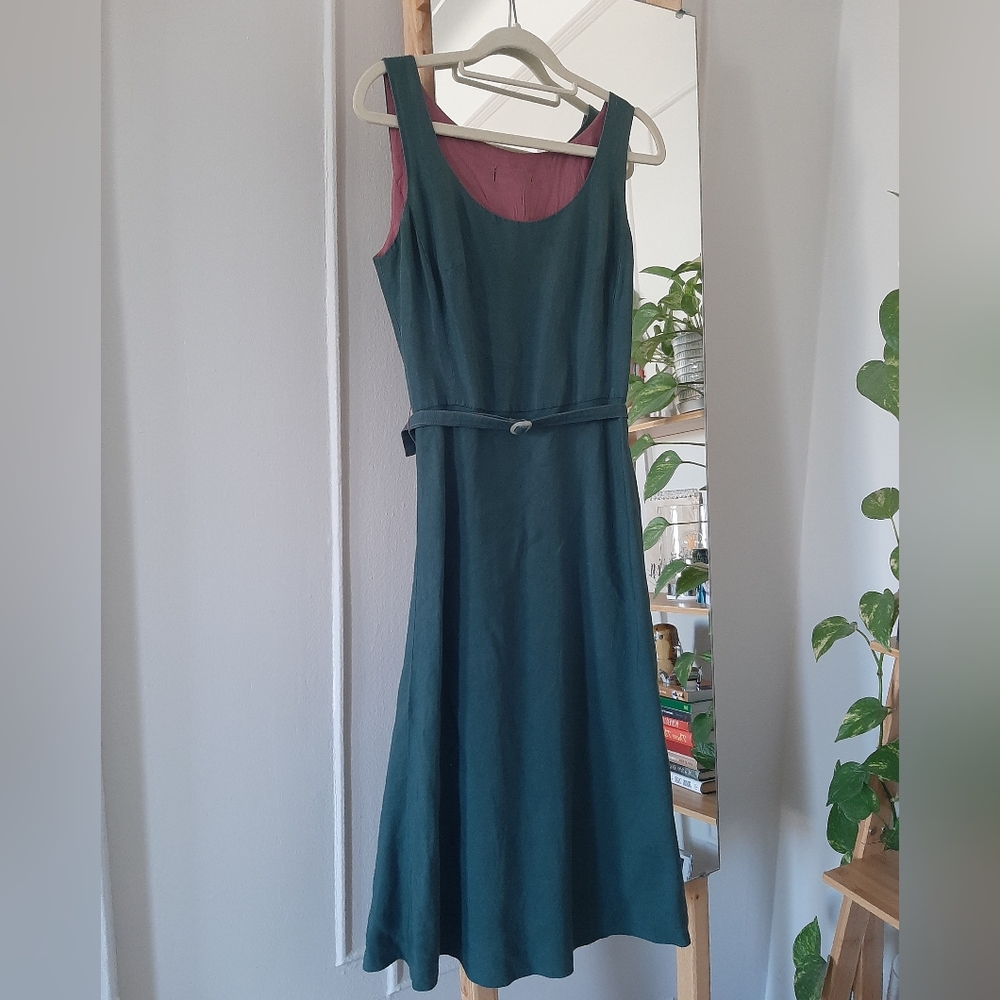 Knee length lightweight lined dress with belt (HAND DYED)